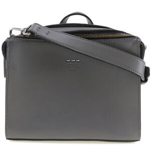 FENDI Messenger Shoulder Bag Leather Handbag Gray